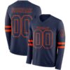 Custom Navy Orange Long Sleeve Authentic Football Jersey