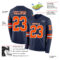 LongSleeve0550-1 Custom Navy Orange-White Long Sleeve Authentic Football Jersey