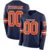 Custom Navy Orange-White Long Sleeve Authentic Football Jersey