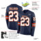 LongSleeve0551-1 Custom Navy White-Orange Long Sleeve Authentic Football Jersey