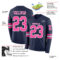 LongSleeve0552-1 Custom Navy Pink-White Long Sleeve Authentic Football Jersey