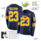 LongSleeve0555-1 Custom Navy Gold-White Long Sleeve Authentic Football Jersey