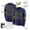 LongSleeve0557-1 Custom Navy Old Gold Long Sleeve Authentic Football Jersey