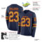 LongSleeve0561-1 Custom Navy Old Gold-Red Long Sleeve Authentic Football Jersey