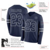 Custom Navy Gray Long Sleeve Authentic Football Jersey
