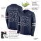 LongSleeve0562-1 Custom Navy Gray Long Sleeve Authentic Football Jersey