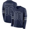 Custom Navy Gray Long Sleeve Authentic Football Jersey