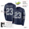 LongSleeve0563-1 Custom Navy Gray Long Sleeve Authentic Football Jersey