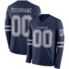 Custom Navy Gray Long Sleeve Authentic Football Jersey