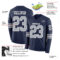 LongSleeve0564-1 Custom Navy Gray-White Long Sleeve Authentic Football Jersey