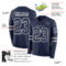 LongSleeve0566-1 Custom Navy White-Gray Long Sleeve Authentic Football Jersey