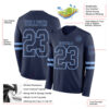 Custom Navy Light Blue Long Sleeve Authentic Football Jersey