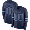 Custom Navy Light Blue Long Sleeve Authentic Football Jersey