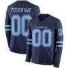 Custom Navy Light Blue Long Sleeve Authentic Football Jersey