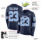 LongSleeve0569-1 Custom Navy Light Blue-White Long Sleeve Authentic Football Jersey