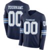 Custom Navy White-Light Blue Long Sleeve Authentic Football Jersey
