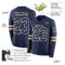 LongSleeve0571-1 Custom Navy Cream Long Sleeve Authentic Football Jersey