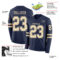 LongSleeve0572-1 Custom Navy Cream Long Sleeve Authentic Football Jersey