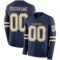 LongSleeve0572 Custom Navy Cream Long Sleeve Authentic Football Jersey