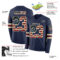 Custom Navy Vintage USA Flag Cream-Crimson Long Sleeve Authentic Football Jersey