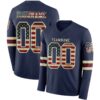 Custom Navy Vintage USA Flag Cream-Crimson Long Sleeve Authentic Football Jersey