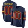 Custom Navy Crimson-Gold Long Sleeve Authentic Football Jersey