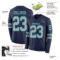 LongSleeve0584-1 Custom Navy Gray-Teal Long Sleeve Authentic Football Jersey