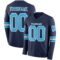 Custom Navy Sky Blue-White Long Sleeve Authentic Football Jersey