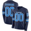 Custom Navy Powder Blue-White Long Sleeve Authentic Football Jersey