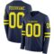 LongSleeve0589 Custom Navy Light Yellow Long Sleeve Authentic Football Jersey