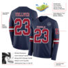 Custom Navy Cardinal-White Long Sleeve Authentic Football Jersey
