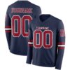 Custom Navy Cardinal-White Long Sleeve Authentic Football Jersey
