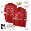 Custom Red White Long Sleeve Authentic Football Jersey