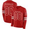 Custom Red White Long Sleeve Authentic Football Jersey