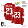 Custom Red White Long Sleeve Authentic Football Jersey