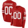 Custom Red White Long Sleeve Authentic Football Jersey