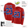 Custom Red Royal-White Long Sleeve Authentic Football Jersey