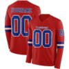 Custom Red Royal-White Long Sleeve Authentic Football Jersey