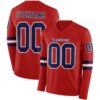 Custom Red Navy-White Long Sleeve Authentic Football Jersey