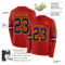 LongSleeve0600-1 Custom Red Navy-Gold Long Sleeve Authentic Football Jersey