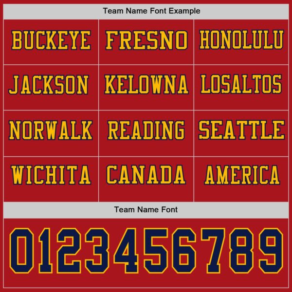 Custom Red Navy-Gold Long Sleeve Authentic Football Jersey