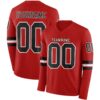 Custom Red Black-White Long Sleeve Authentic Football Jersey