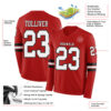 Custom Red White-Black Long Sleeve Authentic Football Jersey