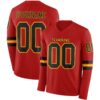 Custom Red Black-Gold Long Sleeve Authentic Football Jersey