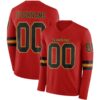 Custom Red Black-Old Gold Long Sleeve Authentic Football Jersey