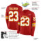 LongSleeve0605-1 Custom Red White-Gold Long Sleeve Authentic Football Jersey