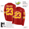 Custom Red Gold-White Long Sleeve Authentic Football Jersey