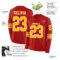 LongSleeve0606-1 Custom Red Gold-White Long Sleeve Authentic Football Jersey