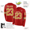 Custom Red Old Gold-White Long Sleeve Authentic Football Jersey