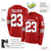 Custom Red White-Gray Long Sleeve Authentic Football Jersey
